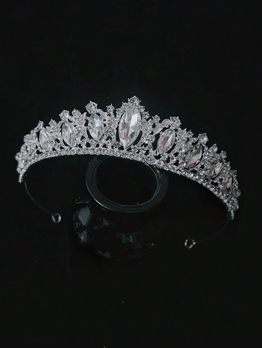 1 pièce Couronne d'argent multifonctionnelle pour femmes, accessoires de cheveux de mariée pour mariages, fêtes, anniversaires, etc. Bandeau de décoration de luxe et beau avec des strass et diadèmes royaux - Argent - Voir 1