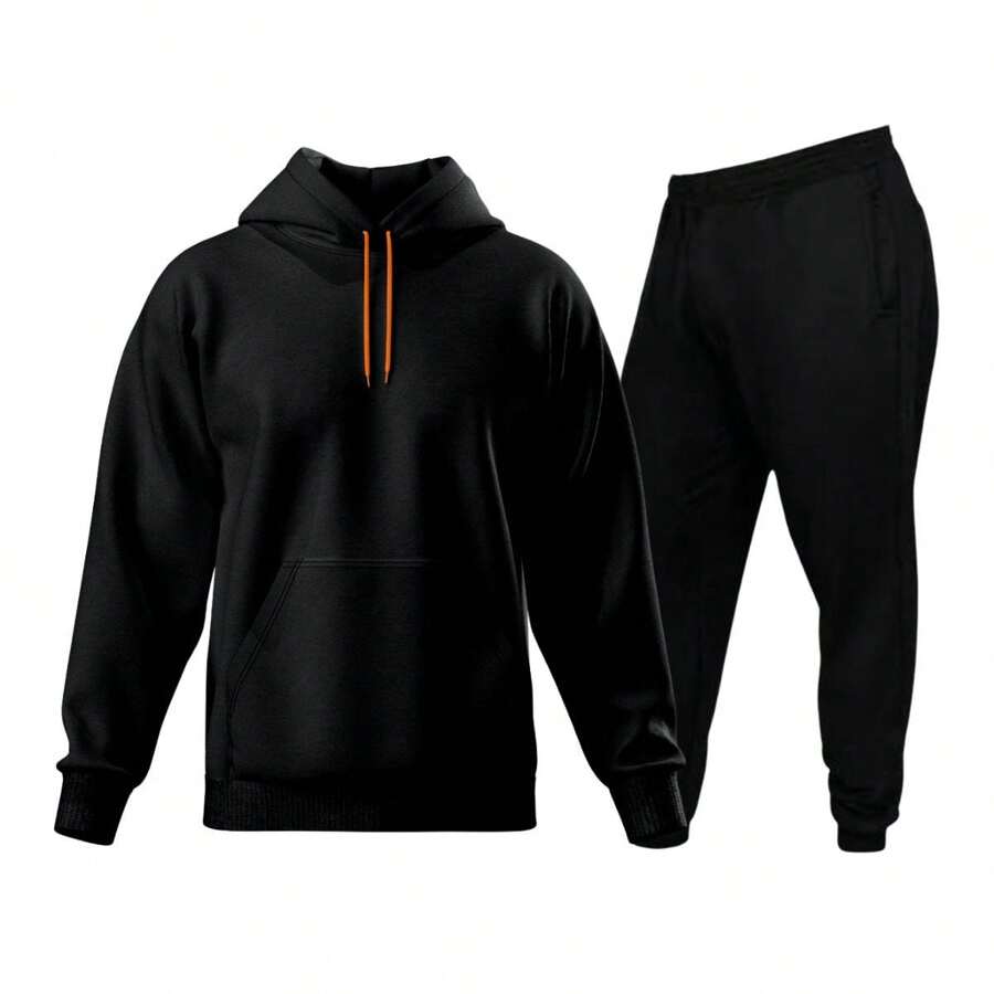 Men T-Shirt Co-Ords - 橘色 - 查看 1