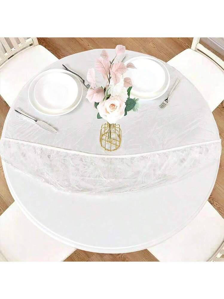 GOEDCH Nappe Ronde Vinyle Transparente Élastique 45-56 Pouces - Protecteur Table PVC Imperméable Antidérapant