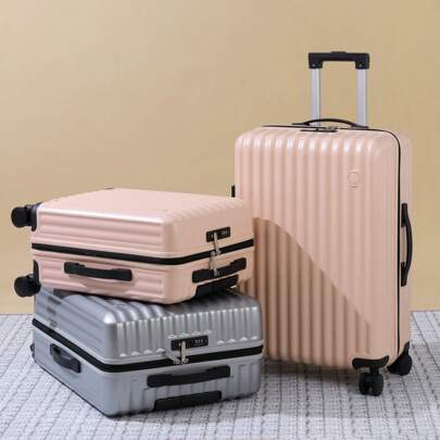 Zipper Closure Small Round Label 20-Inch Carry-On Luggage Durable Suitcase Trolley Case For Travel For Trip For School For Holiday For Honeymoon Vacation For Study Abroad For Men And Women For Student Bag For School School Accessories School Stuff