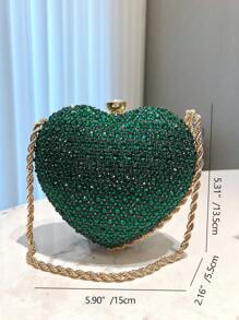Túi cầm tay HCBCBY Túi buổi tối Túi xách nữ có đính đá giả và mặt dây chuyền hình trái tim Màu xanh lá cây cho câu lạc bộ khiêu vũ với dây đeo xích có thể tháo rời, Túi cô dâu Tready, Hoàn hảo cho tiệc, đám cưới, vũ hội, tiệc tối/tiệc, Phù hợp với váy cưới, váy trang trọng, váy vũ hội, váy sinh nhật, váy dự tiệc cho phụ nữ, Quà tặng ngày lễ tình nhân hoàn hảo cho cô ấy, Lựa chọn quà tặng ngày lễ tình nhân tuyệt vời nhất từ trước đến nay Ngày lễ tình nhân, Ví trái tim thời trang, Hoàn hảo cho váy ngày lễ tình nhân - Màu xanh lá cây đậm - Xem 3
