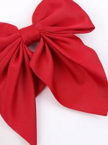 1pc Red Hair Bow For Girls,Solid Color Elegant Hair Clip  With Tail,Girls Holiday Wedding Party Headpiece,Kids Hair Accessories