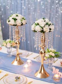 1PC Wedding Table Center Decoration Fake Flower Ball Arrangement Bouquet,15 Heads Roses Flower Aisle Flower ,Centerpiece Flower Rack For Parties Valentine's Day Home Decor - Multicolor - View 4