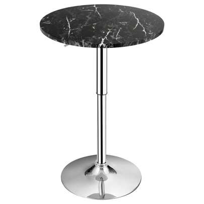 Round Marble Bar Table, Height Adjustable & 360° Swivel Counter Pub Tables With Sliver Base And Non-Slip Rubber Ring, Bistro Cocktail Table For Home, Office, Dining Room,Patio