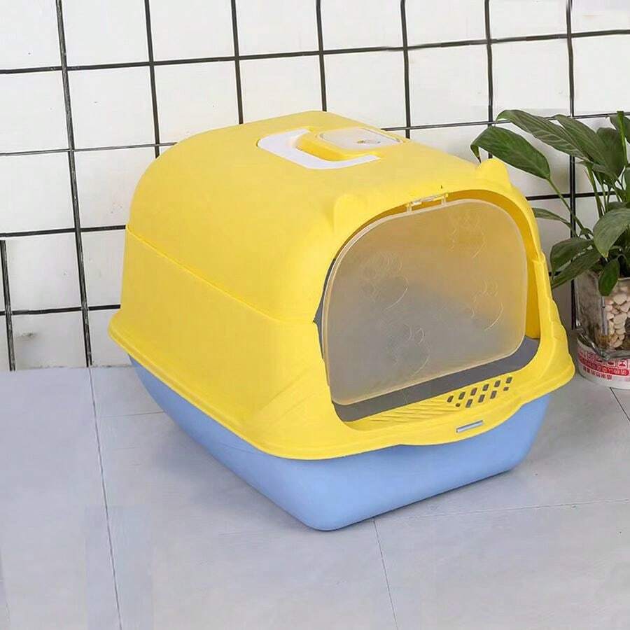 Large Fully Enclosed Cat Litter Box With Door & Odor Control, Covered Cat Litter Pan For Pet Cats - Multicolor - View 1