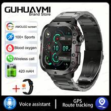 GUHUAVMI 1PC GUHUAVMI 2024 New Outdoor Durable Black Smart Watch Men's 3ATM Waterproof Sports Fitness Ai Voice Wireless Call Smart Watch Suitable For Android IOS