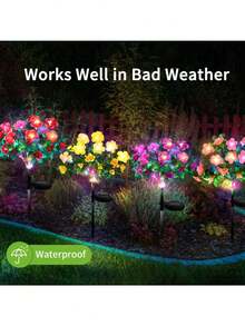 1pc Solar Garden Light, Llawn Light, Solar Flower Light, 42LED Color Light, Waterproof Outdoor Decoration(Christmas Decorations) - Purple - View 3