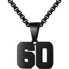 1 件装不锈钢运动员足球幸运数字项链男式足球篮球数字项链男女最佳朋友礼物 - 黑色 - 查看 42