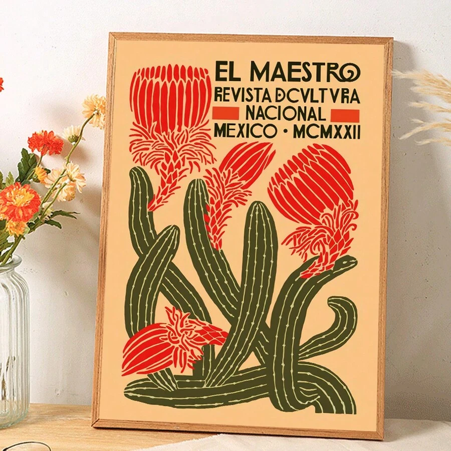 1 Miếng Không khung tranh sơn dầu Áp phích , Retro Văn hoá Đồ trang trí , Xương rồng In , tranh sơn dầu Bức tranh Đối với Nhà  , Văn phòng Treo tranh - Nhiều màu - Xem 1