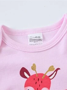 寶寶女孩3件套花鹿與圓點印花長袖連體衣，適用於春秋季節 - 彩色 - 查看 2