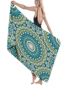 新款海灘毛巾,快速乾燥,超級吸水,適合游泳和沐浴,可當披肩使用,適用於成人,適合夏天、潛水、衝浪、游泳池、海灘等場合 - 彩色 - 查看 2