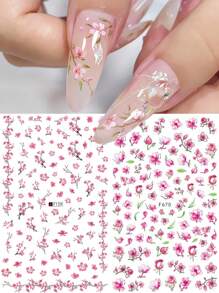 2pcs Cherry Blossom Blooming Flowers Nail Stickers Romantic Decals Nails Art Self-Adhesive Spring Garden Decoration DIY