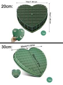 1 块花艺泡沫块心形湿花砖带吸盘，花艺泡沫笼人造花艺泥，适用于花店、婚车装饰、派对桌饰、情人节、礼物、假植物 - 綠色 - 查看 2