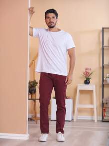 Men Jeans - Burgundy - View 7