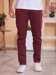 Men Jeans - Burgundy - View 5