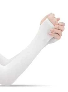 1對防曬吸汗透氣、超薄高彈性男女夏季冰袖,使用冰絲製成,防紫外線,適用於戶外運動、開車、騎車、跑步 - A - 查看 8