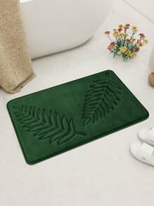 1pc Tree Leaf Pattern Carpet, Simple Style Polyester Fiber Rectangle U-Shaped Absorbent Floor Mat Suitable For Bathroom, Toilet, Living Room, Home Use Home Bathroom Decor Bath Rug Outdoor Rug Door Mat Fall Decor Bathroom Accessories Back To School Entryway Decor - Green - View 5