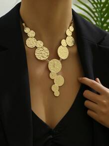 1pc European And American Style New Geometric Shaped Metal V-Necklace - Yellow Gold - View 2