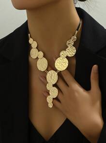 1pc European And American Style New Geometric Shaped Metal V-Necklace - Yellow Gold - View 1