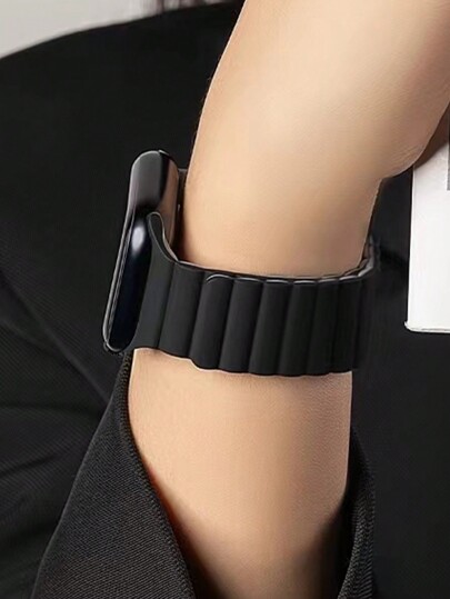 1pc Unisex Silicone Magnetic Adsorption Watch Strap, Suitable For Apple Watch Bands 38mm 40mm 41mm 42mm 44mm 45mm 46mm 49mm For Series Ultra/10/9/SE/8/7/6/5/4/3/2/1