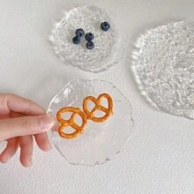 1pc Glacier Glass Breakfast Mini Plate Fruit Sauce Dessert Western Food Candy Jewelry Plate For Restaurant Holiday Christmas Gift - Clear - View 6