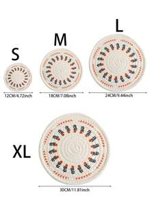 1pc Cute Floral Pot Holder, Thick Round Hand-Woven Heat Insulation Pad, Table Mat, Bowl Coaster