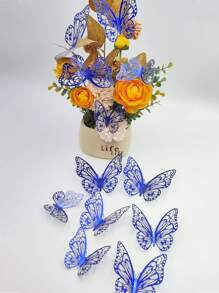 Set da 12 adesivi da parete a farfalla 3D traforati per torte, matrimoni, soggiorno e decorazioni per la casa, adesivi da parete, decorazioni primaverili per rinfrescare la tua casa, regali di decorazione per compleanni, lauree, decorazioni scolastiche, sorprese e decorazioni per dormitori