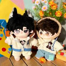LALAFANFAN 3Pcs Doll Clothes Sets, Fit 20cm Dolls,Include Hoodie+Pants+Scart - Khaki - View 3