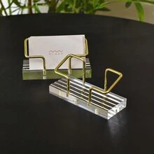 1 Pieza Combinación De Soporte De Tarjetas De Presentación Acrílico Dorado Y Caja De Almacenamiento De Tarjeta De Presentación Transparente De Color Dorado - combinación/oro - Ver 6