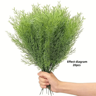 20pcs Artificial Pine Branches, Faux Pine Needles For Home Decor, Table Decoration, Hotel Decoration, Window Display, Wedding Decoration, Fake Green Leaves Valentines Gift, Cake Decoration, Candy Box, Birthday Party Decoration, Wedding Flower Basket, Restaurant, Bedroom, Windowsill Decoration, Valentine's Day, New Year Decoration, Outdoor Garden, Back To School Season, Valentine Day, Gift Gifts Graduation,Garden Decor,Outdoor Plant,Gardening,Fake Flowers