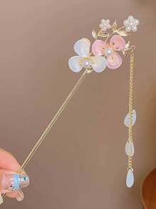 1 Miếng Mới Phong cách Trung Quốc Thanh lịch Chiếc kẹp tóc Với Hình bông hoa Trang trí Và Tua chi tiết Đối với Của phụ nữ Hằng ngày Kiểu tóc - Nhiều màu - Xem 12