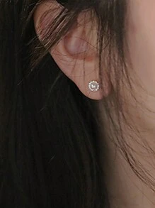 一對S925純銀珍珠優雅耳釘，適用於女性日常裝飾細緻耳環 - 金色 - 查看 3