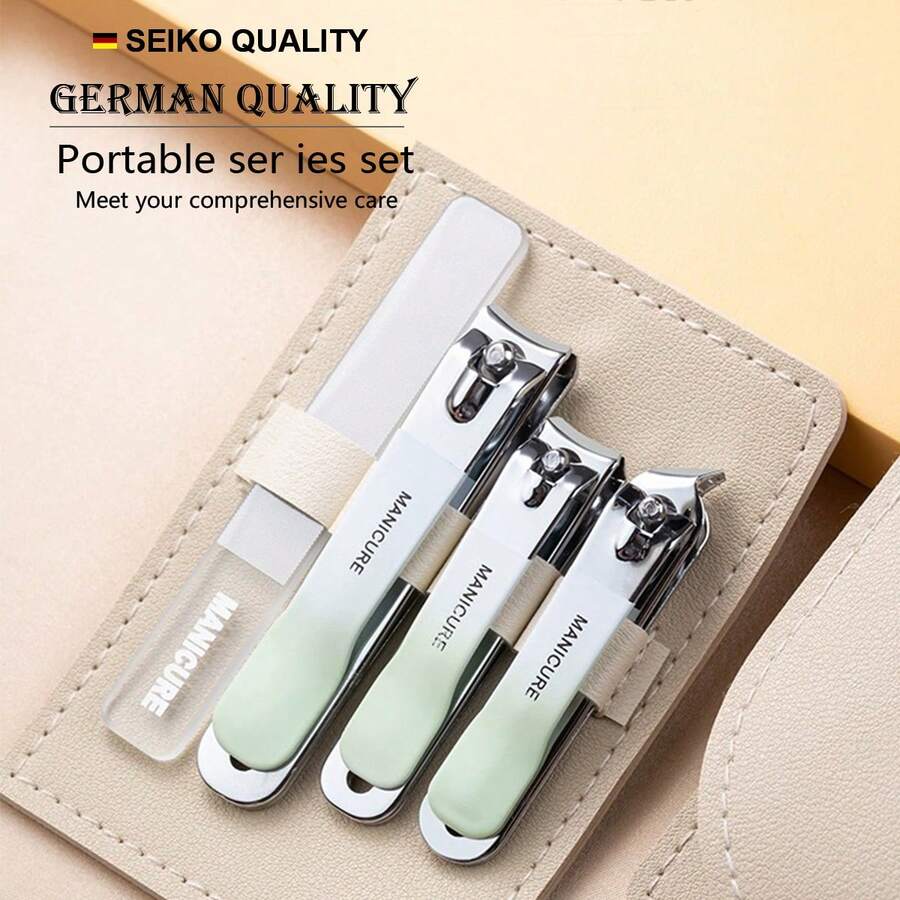 修指甲套裝，不鏽鋼便攜式指甲剪、剪刀，便攜式指甲剪修整器套裝，適用於修剪指甲和剝落的皮膚 - 銀色 - 查看 1