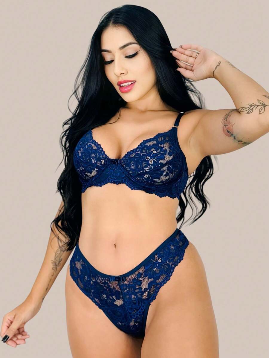 Women Bra & Panty Sets - 藏蓝色 - 查看 1