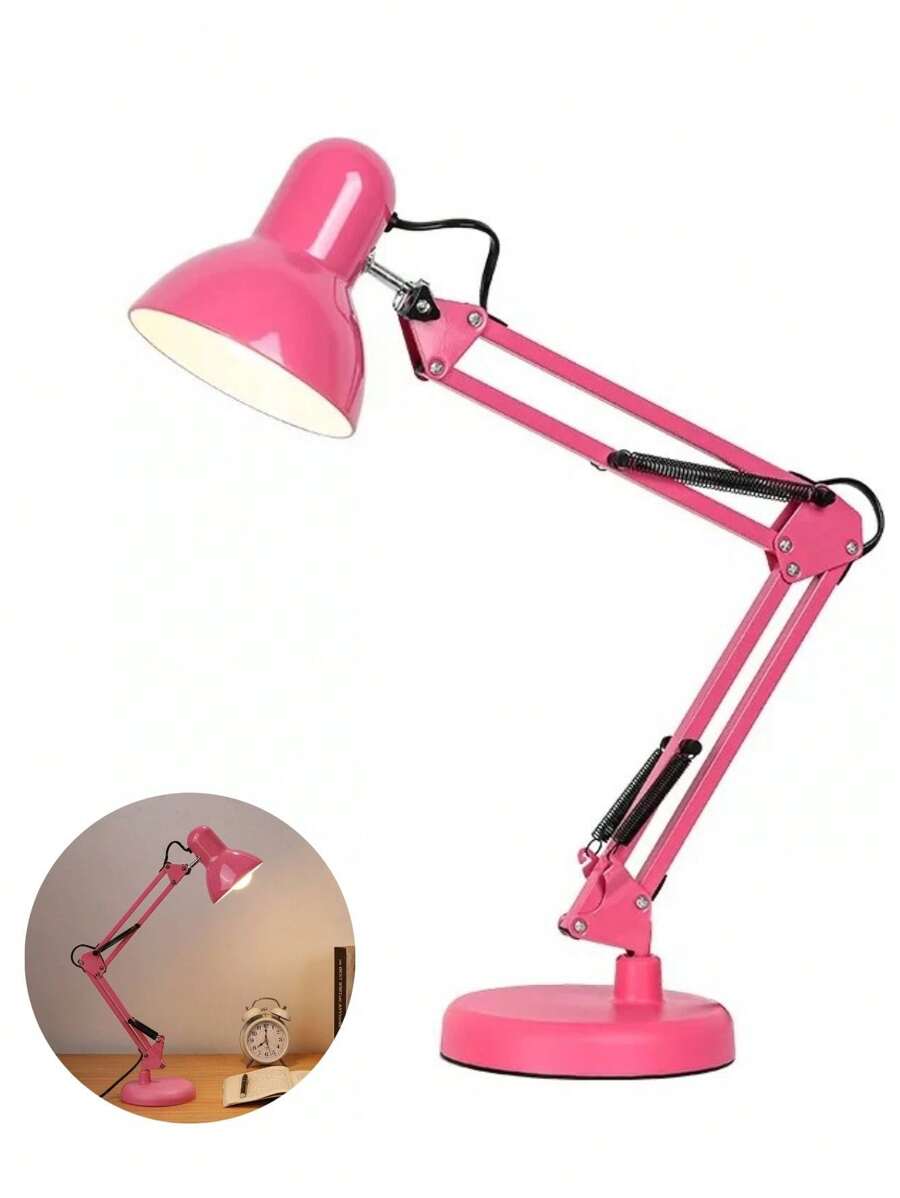 Lámpara De Escritorio Con Brazo Oscilante Metálico - Rosa - Ver 1