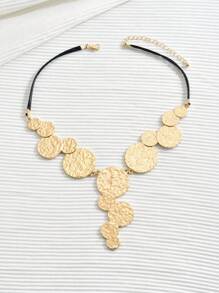 1pc European And American Style New Geometric Shaped Metal V-Necklace - Yellow Gold - View 3