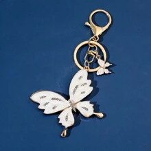 Móc khóa hình con bướm - Móc khóa dễ thương, 1 bộ quà tặng hình con bướm, Móc khóa pha lê lấp lánh, Phụ kiện hình con bướm cho chìa khóa xe hơi dành cho phụ nữ ngày lễ tình nhân - Màu be - Xem 3