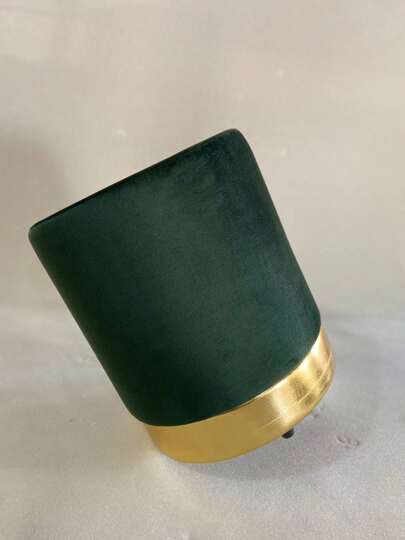 Puff Banqueta Verde com base Dourada
