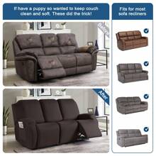 1/2/3 Seat Solid Recliner Sofa Covers, Polyester Fabric Stretch Recliner Couch Covers For Chair Cover, Soft Washable Furniture Protector With Pockets