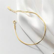 1pc 925 Silver Plated Gold-color Simple Snake Bone Single Chain Bracelet Suitable For Women's Daily Wear