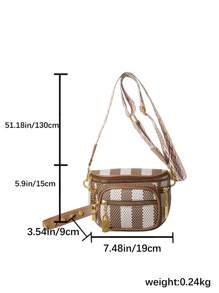 Retro Style, Casual Style, Fashion Style, Versatile, Multi-Pocket, Commuter Bag, Camera Bag, School Style, Teachers' Day Gift, Plaid Wide Strap, Large Capacity, Portable, Lightweight, Women's Bag, Sports Backpack, Leopard Print, Crossbody Bag, Portable, Lightweight, Office, Teacher, College Student, Shoulder Bag, Y2K, Punk - Brown - View 5