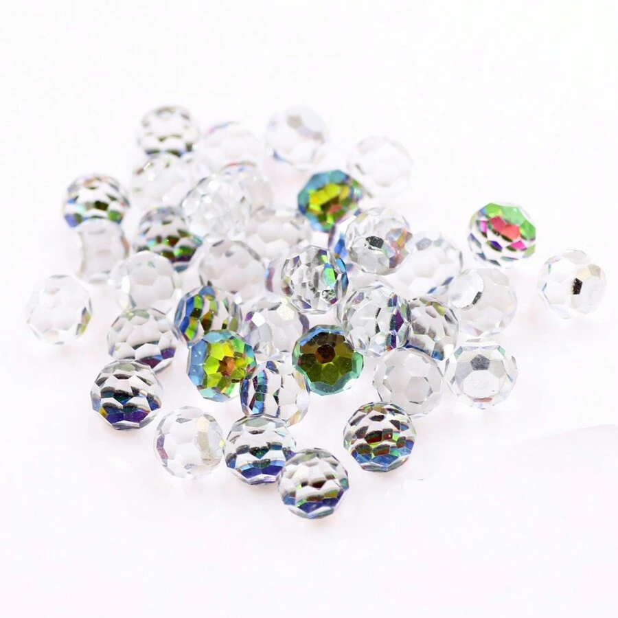 4mm/6mm/8mm mạ bạc Ly Đầy màu sắc Tròn DIY Chất liệu Đối với Nghệ thuật làm Móng , Ốp lưng & bao da điện thoại , Hoa tai , Dây chuyền , Vật rủ xuống Làm - Bóng phẳng 32 mặt - Xem 1