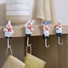 4pcs/Set Resin & Stainless Steel Kitchen Hooks, Wall-Mounted No-Drill Strong Adhesive Hooks, Non-Trace Sticky Hooks, Door & Wall Decor Hanging Hooks For Storage - Multicolor - View 5