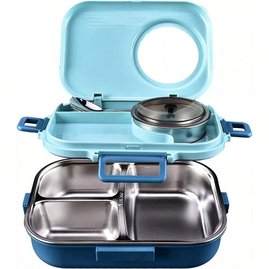 Fiambrera térmica de acero inoxidable para el almuerzo de 1100ml, oferta del '' - Azul - Ver 1