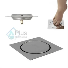 Ralo Inteligente Click Para Banheiro Quadrado 10x10 Cm Inox - Prata - Visão 6
