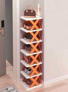 7-Tier Free Standing Shoe Rack Small Vertical Shoe Stand For Entryway Corner,Closet - Space-Saving  Shoe Stand Easy Assembly (Orange) - Orange - View 1