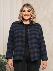 Plus Size Blouses - Navy Blue - View 2