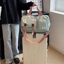 1 cái, Túi vải thô du lịch sức chứa lớn, Túi đựng đồ tập thể dục thể thao di động. Mang theo túi cuối tuần & túi qua đêm Trở lại trường học để đi du lịch Túi tập thể dục để cắm trại Hành trình cần thiết để đi bộ trở lại trường học vào mùa hè - Xám - Xem 4