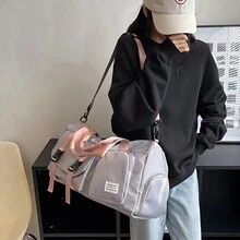 1 cái, Túi vải thô du lịch sức chứa lớn, Túi đựng đồ tập thể dục thể thao di động. Mang theo túi cuối tuần & túi qua đêm Trở lại trường học để đi du lịch Túi tập thể dục để cắm trại Hành trình cần thiết để đi bộ trở lại trường học vào mùa hè - Xám - Xem 7