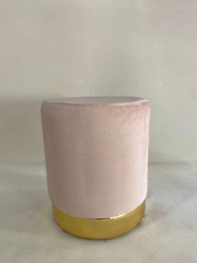 Kit 2 Puff Rosa com base Dourada